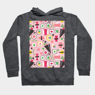 Paper cut geo sushi // pattern // pastel pink background Hoodie